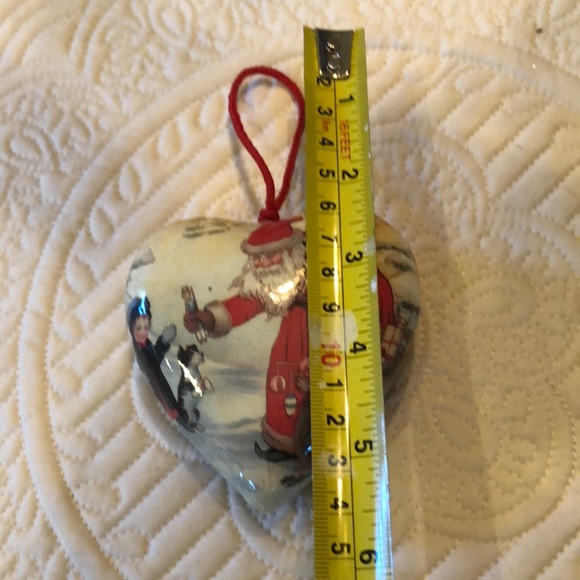 🎅🎄 Santa Children Dog Paper Machete Puffed Heart Christmas Tree Ornament - Picture 8 of 9
